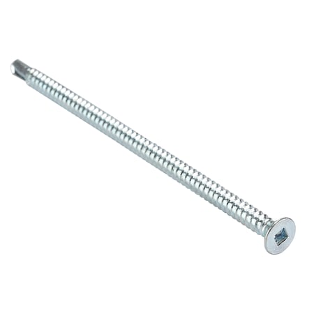 Zoro Select Self-Drilling Screw, #10-16 x 4 in, Zinc Plated Steel Flat Head Square Drive, 750 PK 1064KQF
